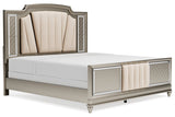Chevanna Platinum King LED Upholstered Panel Bed from Ashley - Luna Furniture