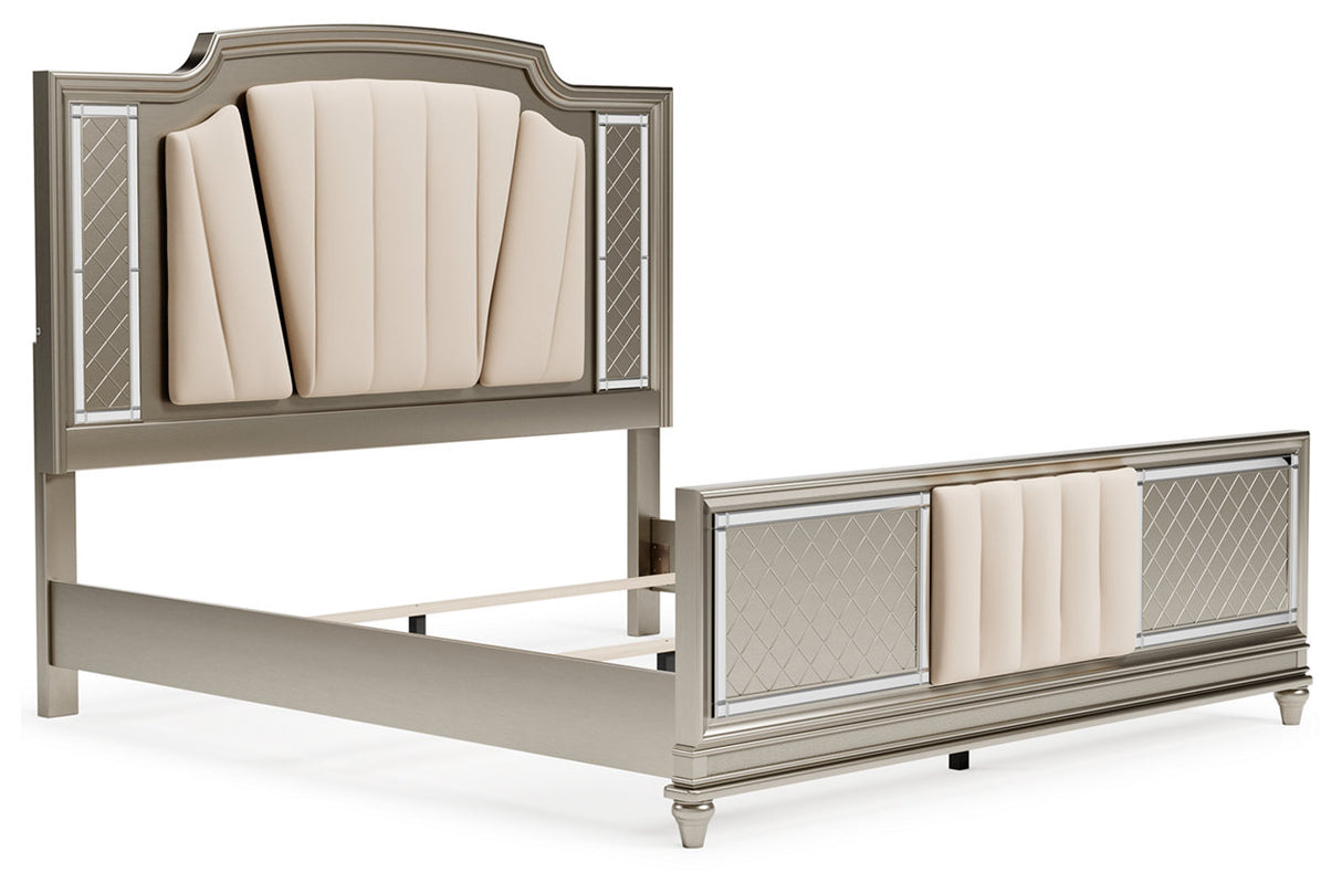 Chevanna Platinum King LED Upholstered Panel Bed from Ashley - Luna Furniture