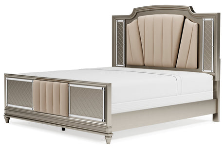 Chevanna Platinum King LED Upholstered Panel Bed from Ashley - Luna Furniture