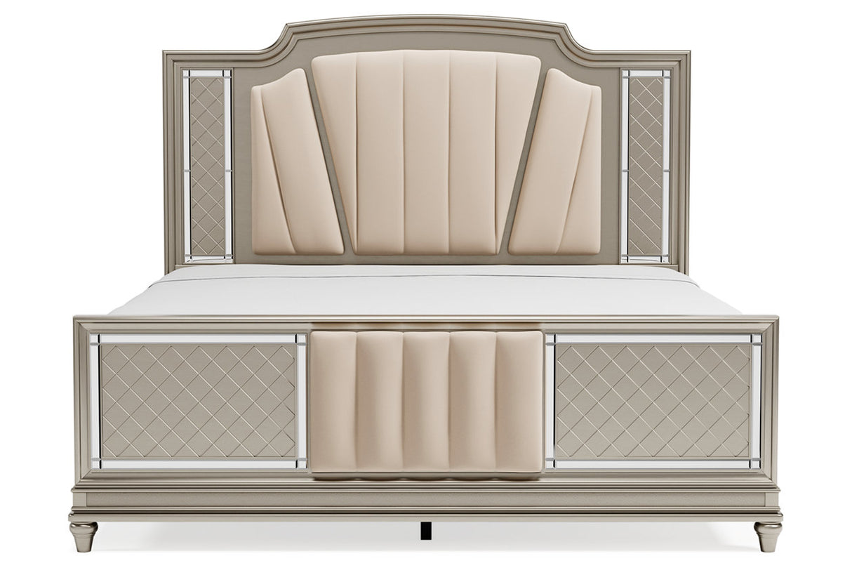 Chevanna Platinum King LED Upholstered Panel Bed from Ashley - Luna Furniture
