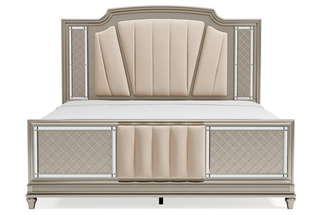 Chevanna Platinum King LED Upholstered Panel Bed from Ashley - Luna Furniture