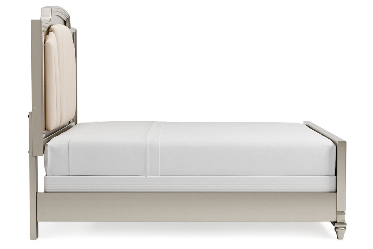 Chevanna Platinum King LED Upholstered Panel Bed from Ashley - Luna Furniture