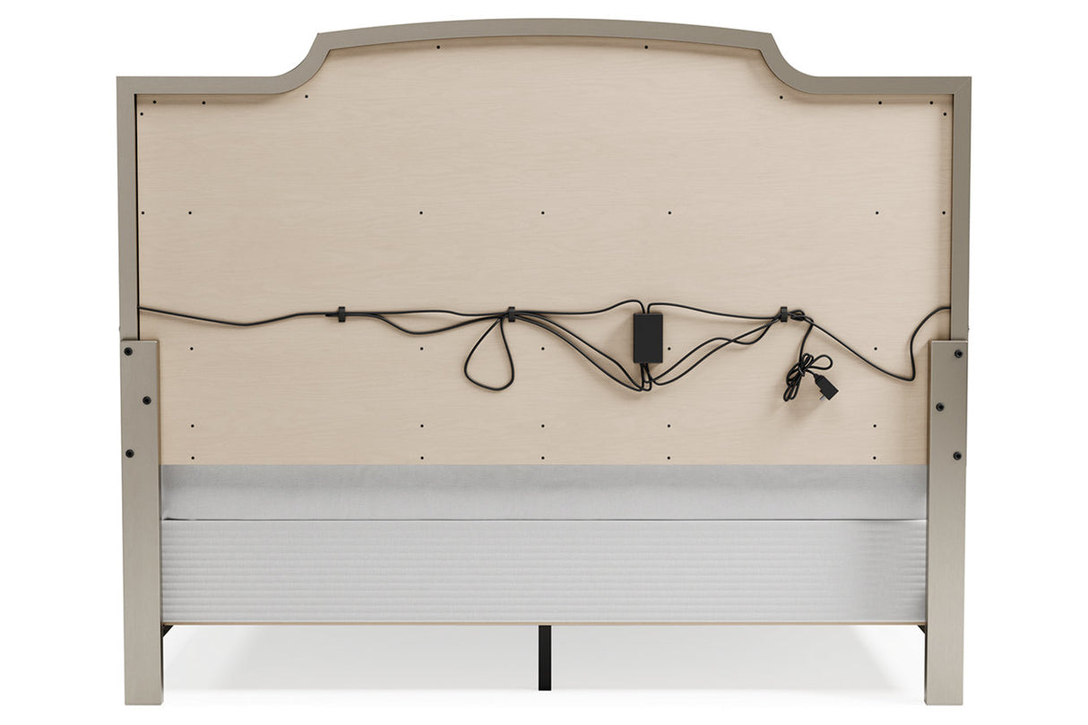 Chevanna Platinum King LED Upholstered Panel Bed from Ashley - Luna Furniture