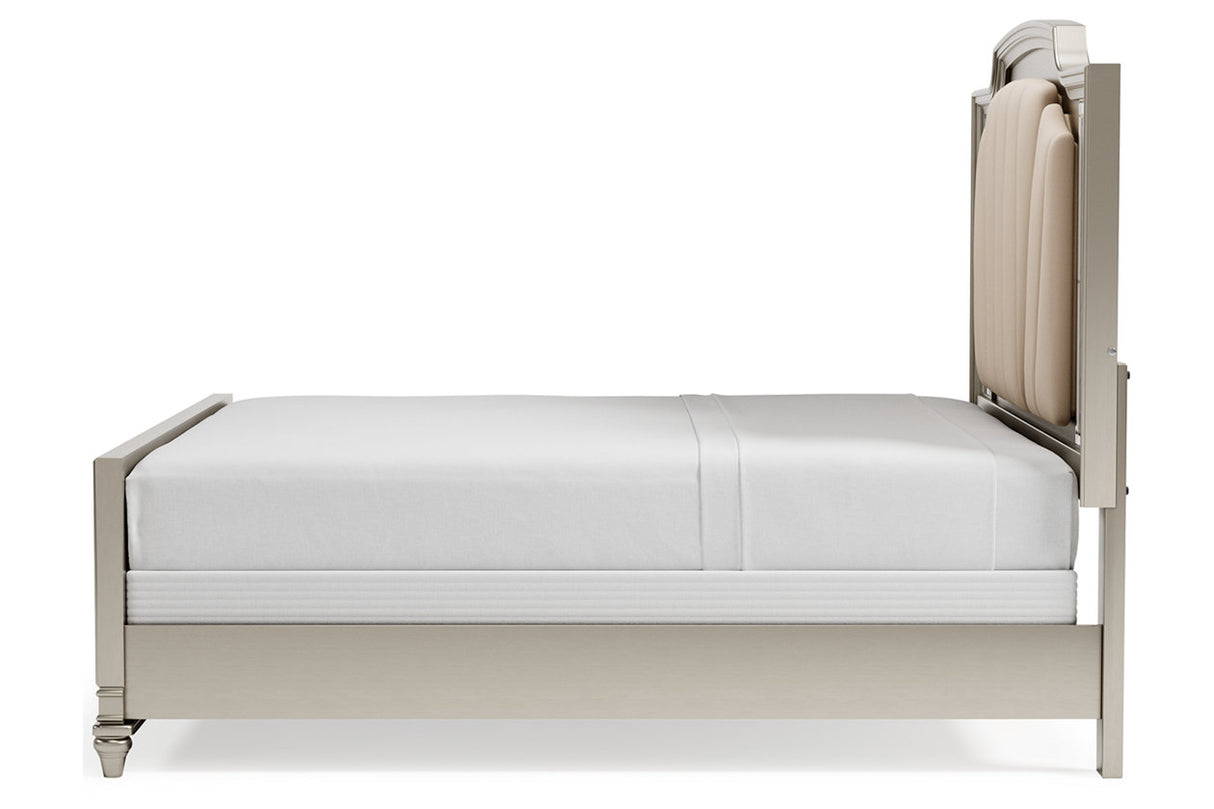 Chevanna Platinum King LED Upholstered Panel Bed from Ashley - Luna Furniture