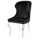 Cheyanne Chrome and Black Upholstered Wingback Side Chair with Nailhead Trim, Set of 2 from Coaster - Luna Furniture