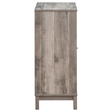 Cheyenne Weathered Acacia 2-Door Wine Cabinet with Stemware Rack from Coaster - Luna Furniture