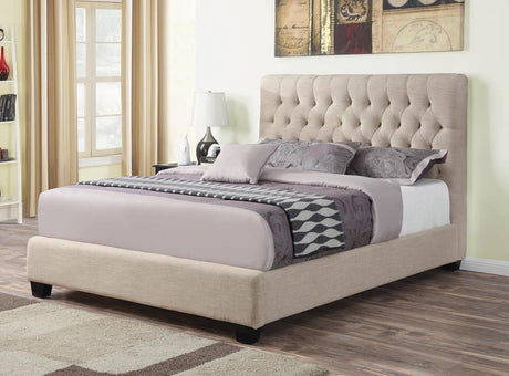 Chloe Oatmeal Tufted Upholstered Queen Bed from Coaster - Luna Furniture