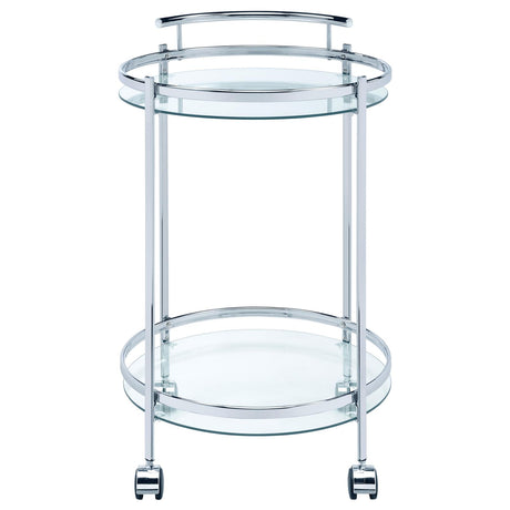 Chrissy Chrome Round Glass Bar Cart from Coaster - Luna Furniture