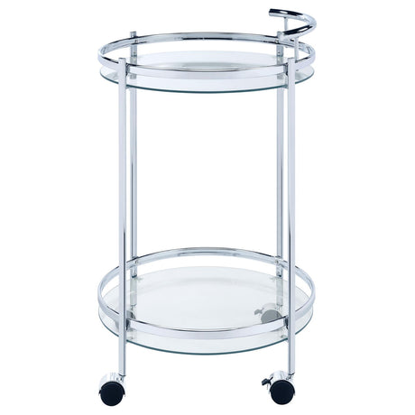 Chrissy Chrome Round Glass Bar Cart from Coaster - Luna Furniture
