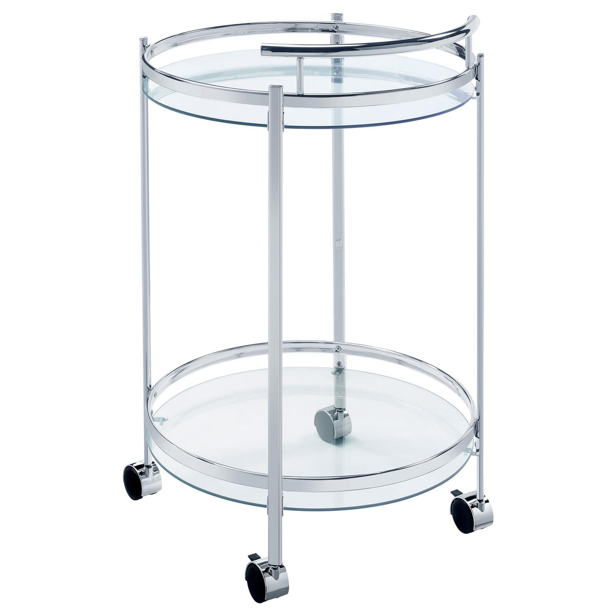 Chrissy Chrome Round Glass Bar Cart from Coaster - Luna Furniture