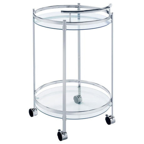 Chrissy Chrome Round Glass Bar Cart from Coaster - Luna Furniture