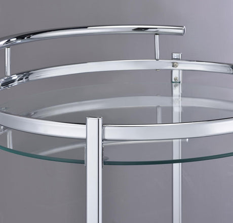 Chrissy Chrome Round Glass Bar Cart from Coaster - Luna Furniture