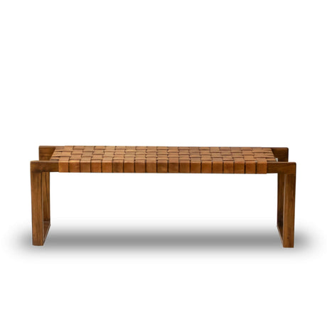 Christina Tan Leather Bench from Midinmod - Luna Furniture