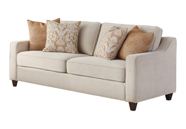 Christine Beige Upholstered Cushion Back Sofa