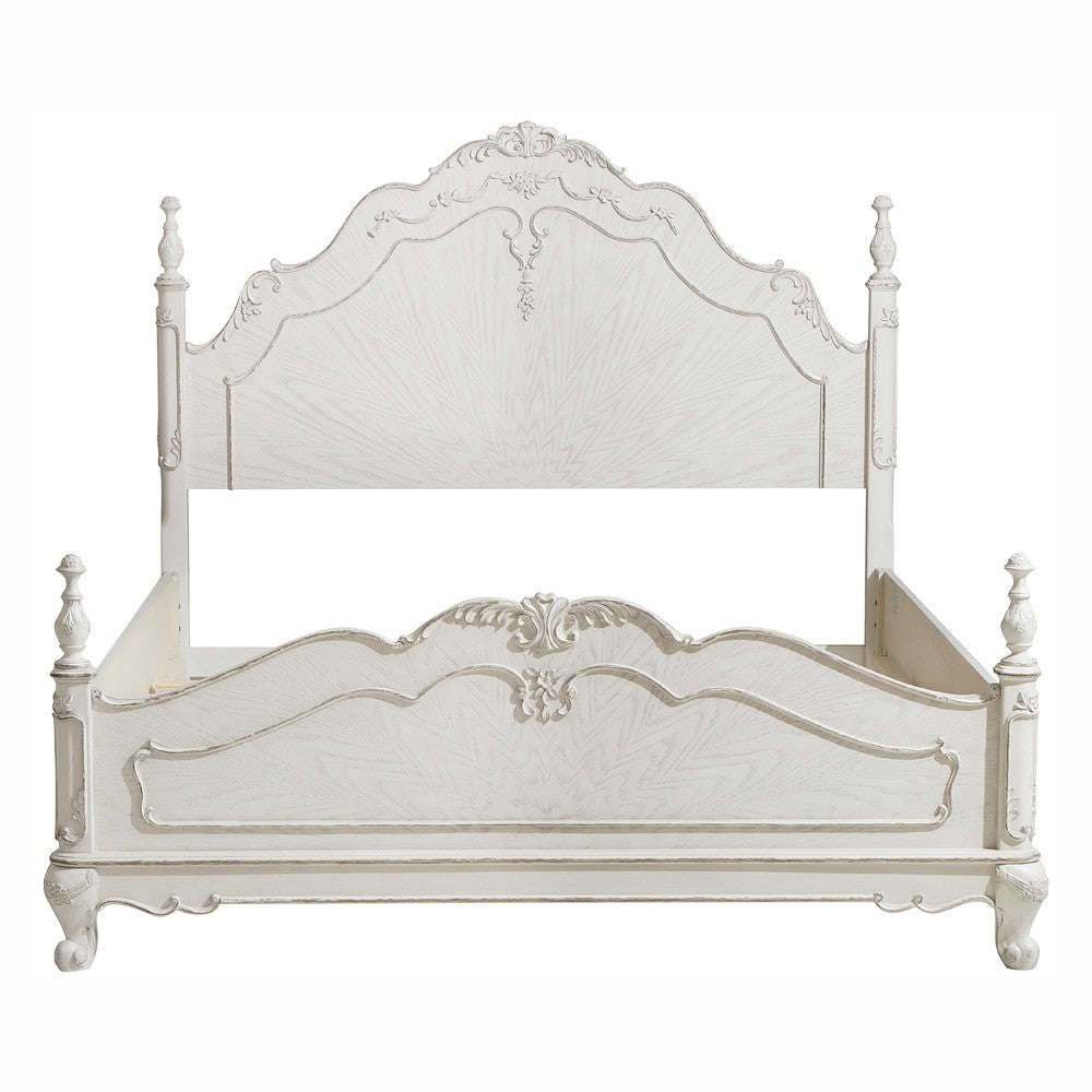 Cinderella Antique White Full Poster Bed from Homelegance - Luna Furniture