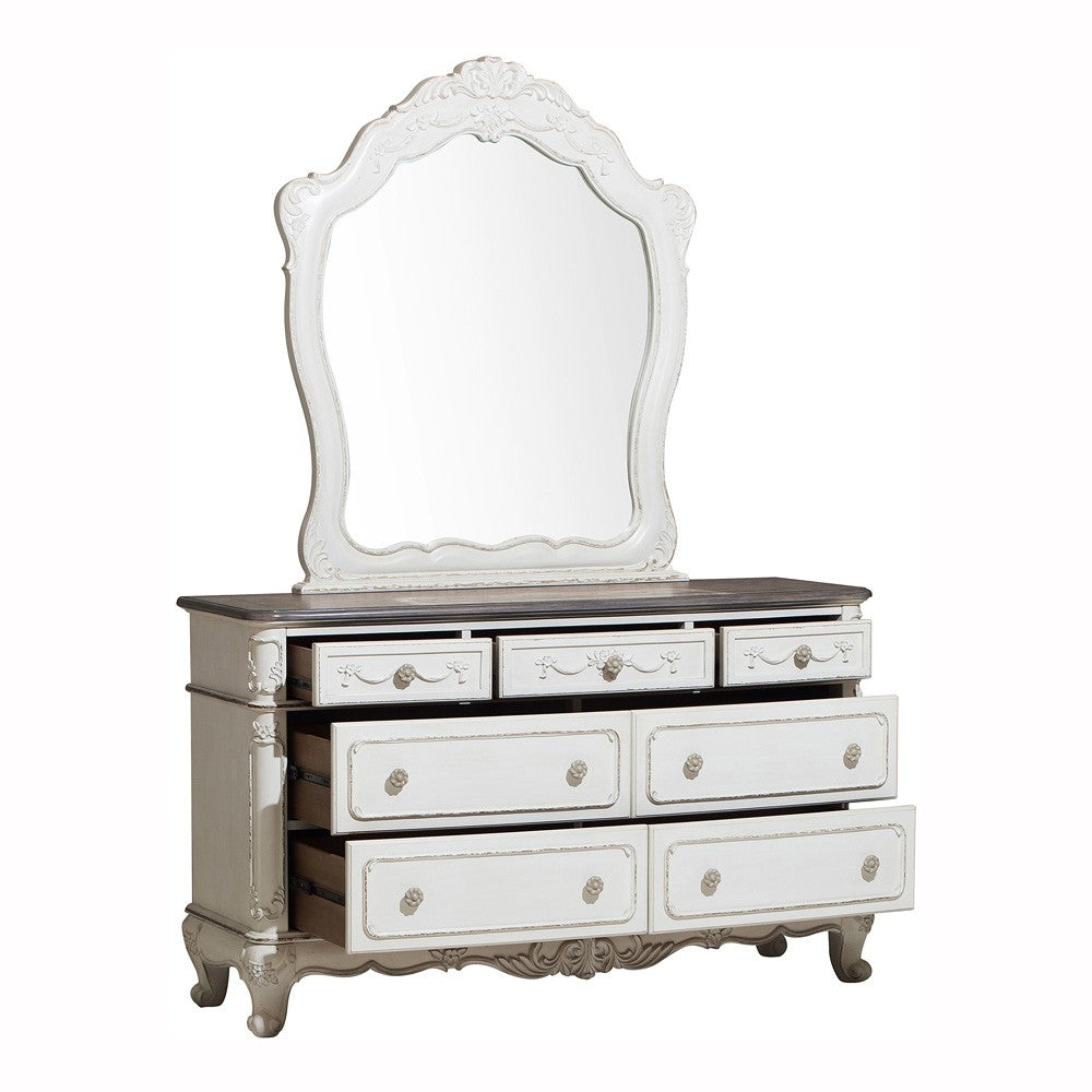 Cinderella Antique White Mirror (Mirror Only) from Homelegance - Luna Furniture
