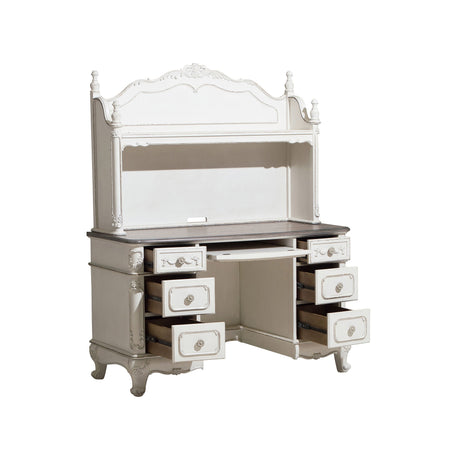 Cinderella Antique White Writing Desk with Hutch from Homelegance - Luna Furniture