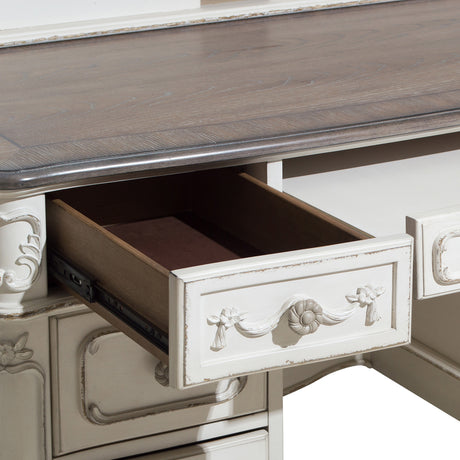 Cinderella Antique White Writing Desk with Hutch from Homelegance - Luna Furniture