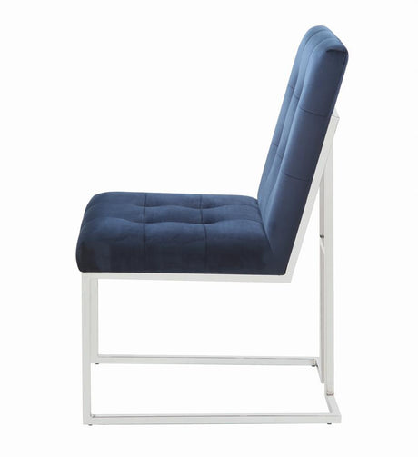 Cisco Ink Blue and Chrome Upholstered Dining Chairs, Set of 2 from Coaster - Luna Furniture