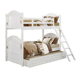 Clementine White Twin/Twin Bunk Bed with Twin Trundle from Homelegance - Luna Furniture