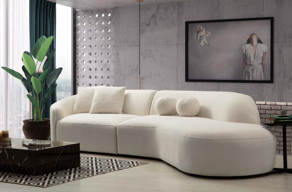 Cloe Ivory Boucle RAF Curved Sectional from Nova Furniture - Luna Furniture