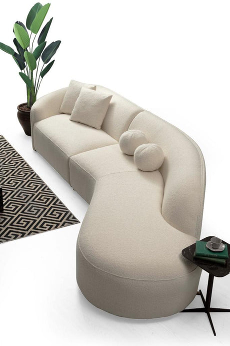 Cloe Ivory Boucle RAF Curved Sectional from Nova Furniture - Luna Furniture
