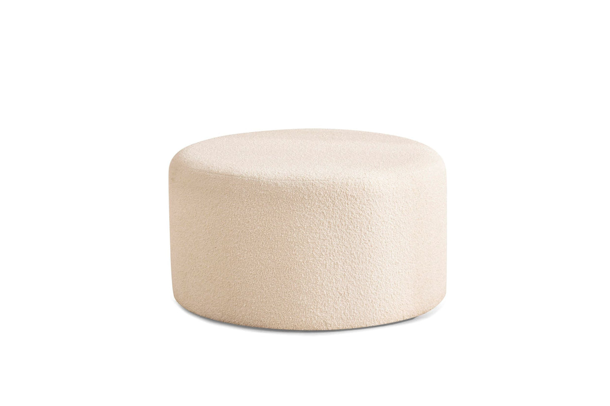 Cloe Ivory Boucle Round Ottoman from Nova Furniture - Luna Furniture
