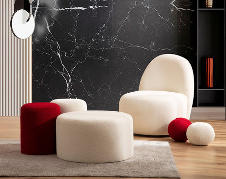 Cloe Ivory Boucle Stool from Nova Furniture - Luna Furniture