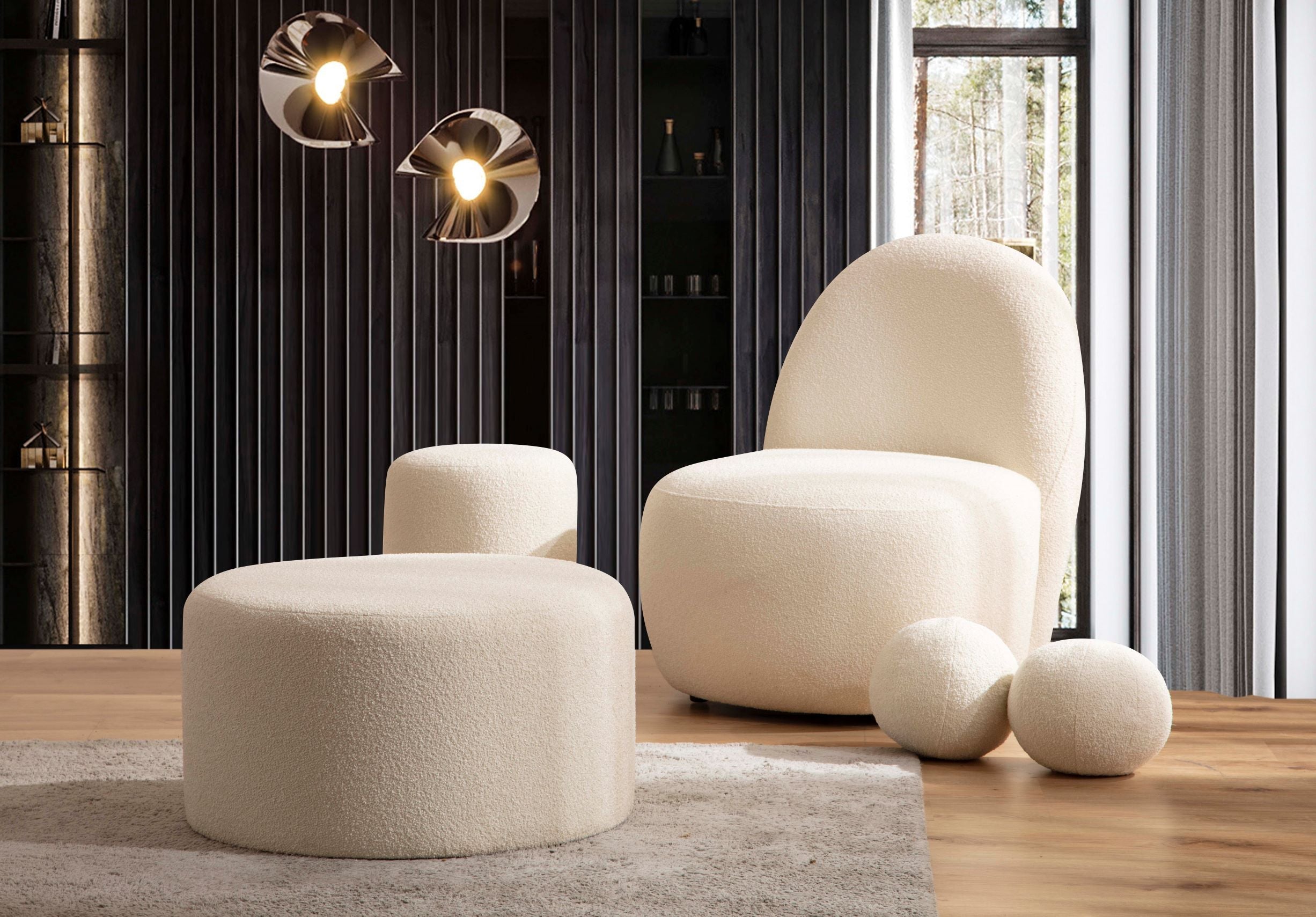 Nova Furniture Ariana Black Velvet Ottoman - Luna Furniture