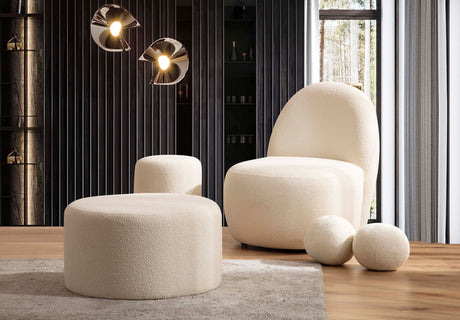Cloe Ivory Boucle Stool from Nova Furniture - Luna Furniture