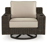 Coastline Bay Brown Outdoor Swivel Lounge with Cushion from Ashley - Luna Furniture
