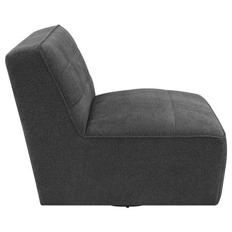 Cobie Dark Charcoal Upholstered Swivel Armless Chair from Coaster - Luna Furniture