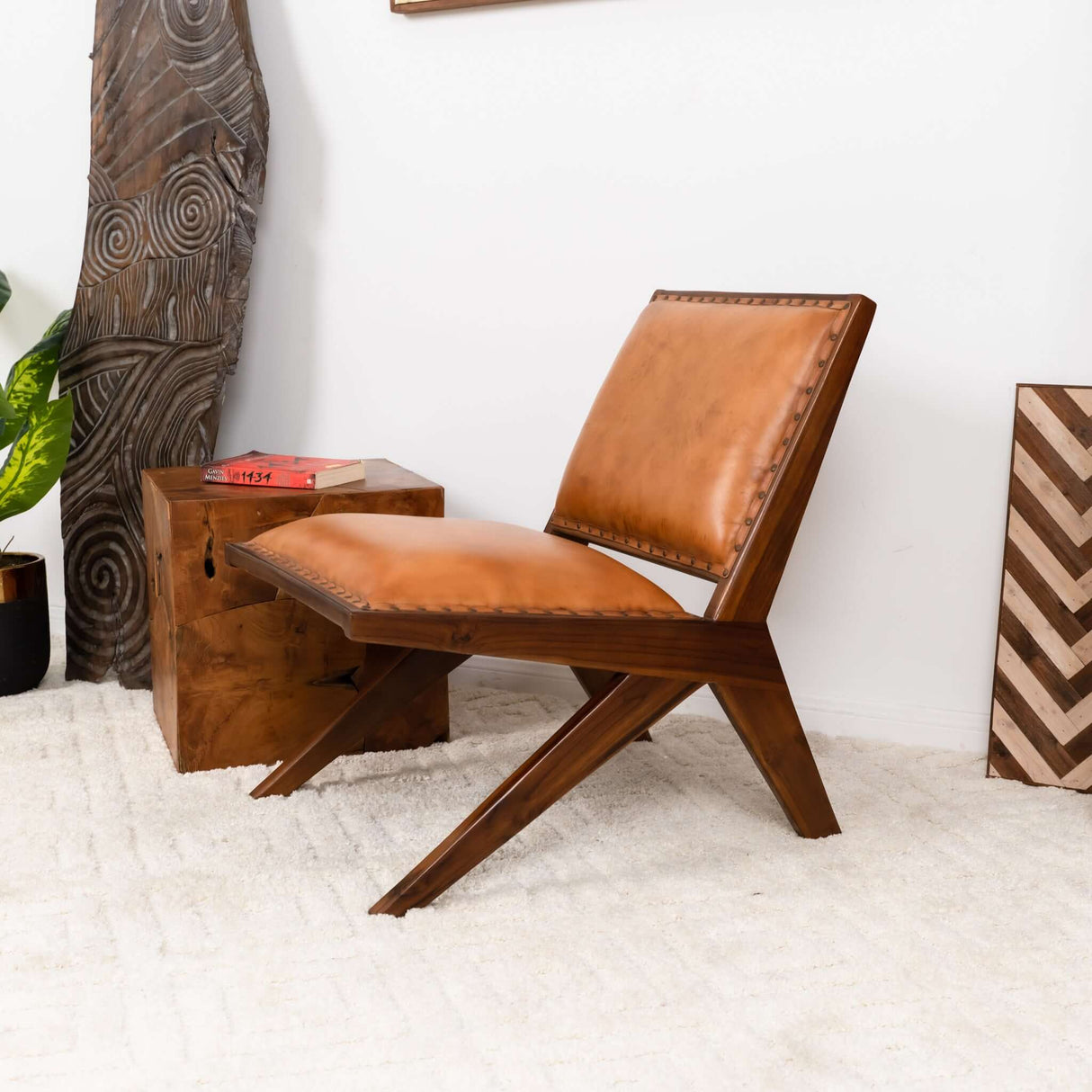 Colin Tan Leather Lounge Chair from Midinmod - Luna Furniture