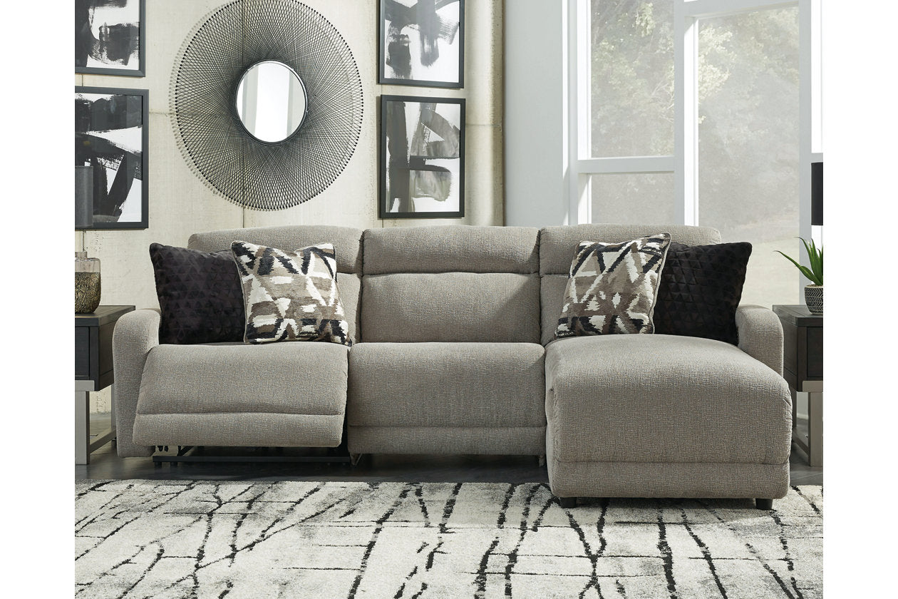 Colleyville Stone 3-Piece Power Reclining Sectional with Chaise from Ashley - Luna Furniture