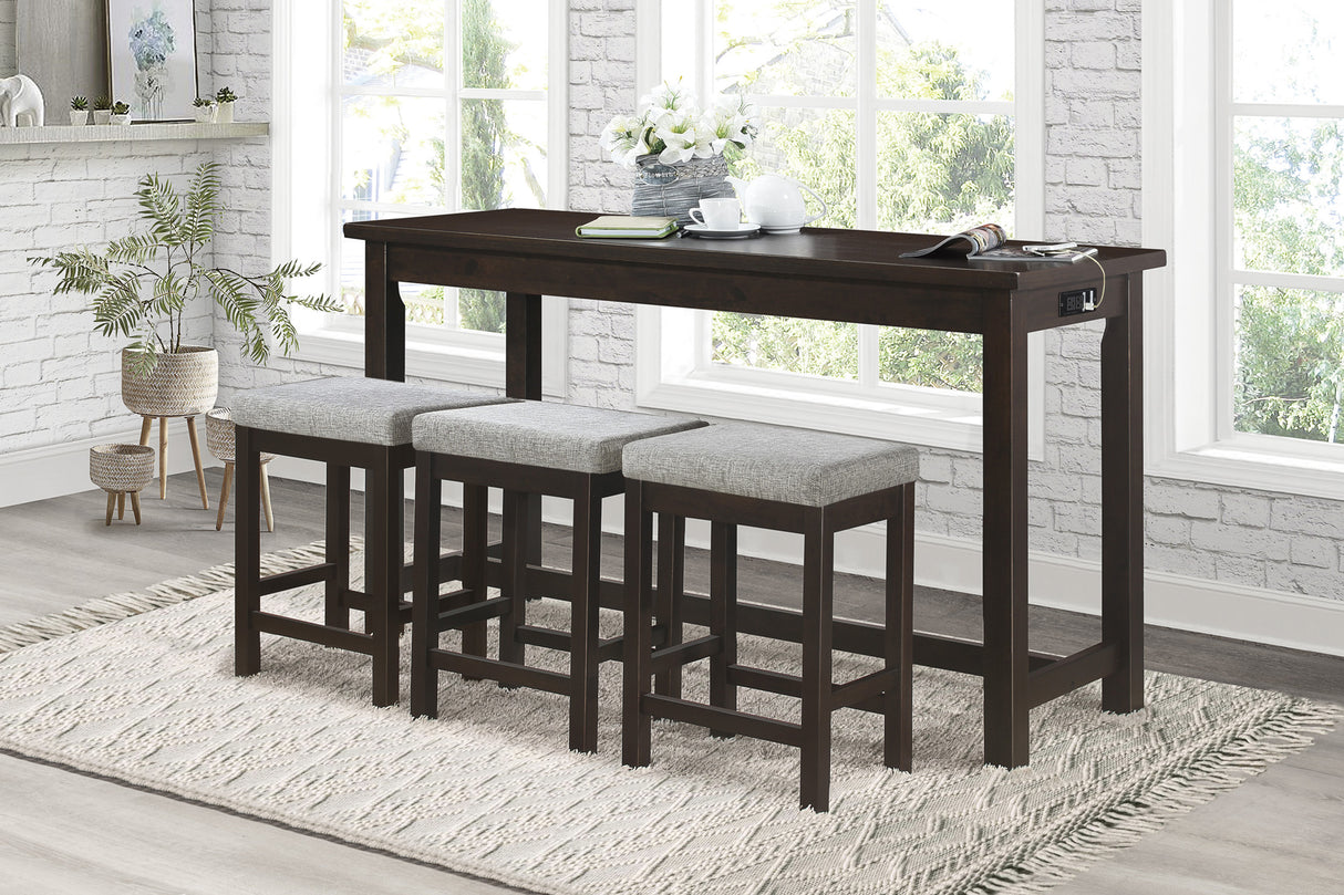 Connected Espresso 4-Piece Counter Height Set from Homelegance - Luna Furniture