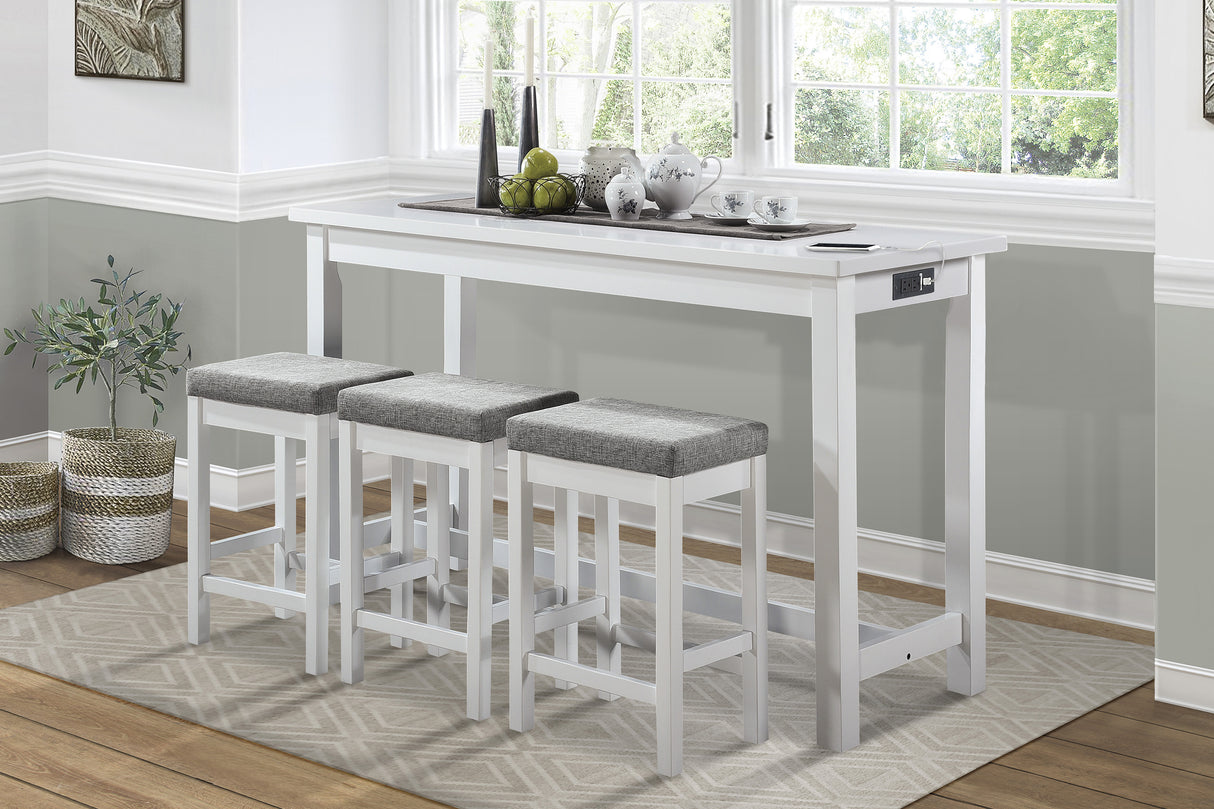 Connected White 4-Piece Counter Height Set from Homelegance - Luna Furniture