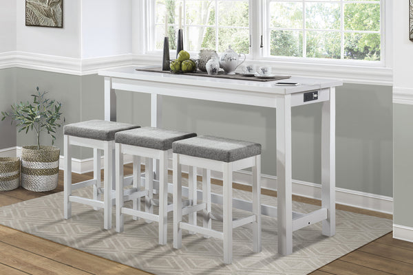 Connected White 4-Piece Counter Height Set