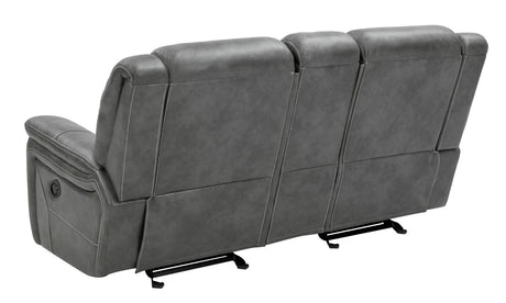 Conrad Gray Upholstered Motion Loveseat Cool from Coaster - Luna Furniture