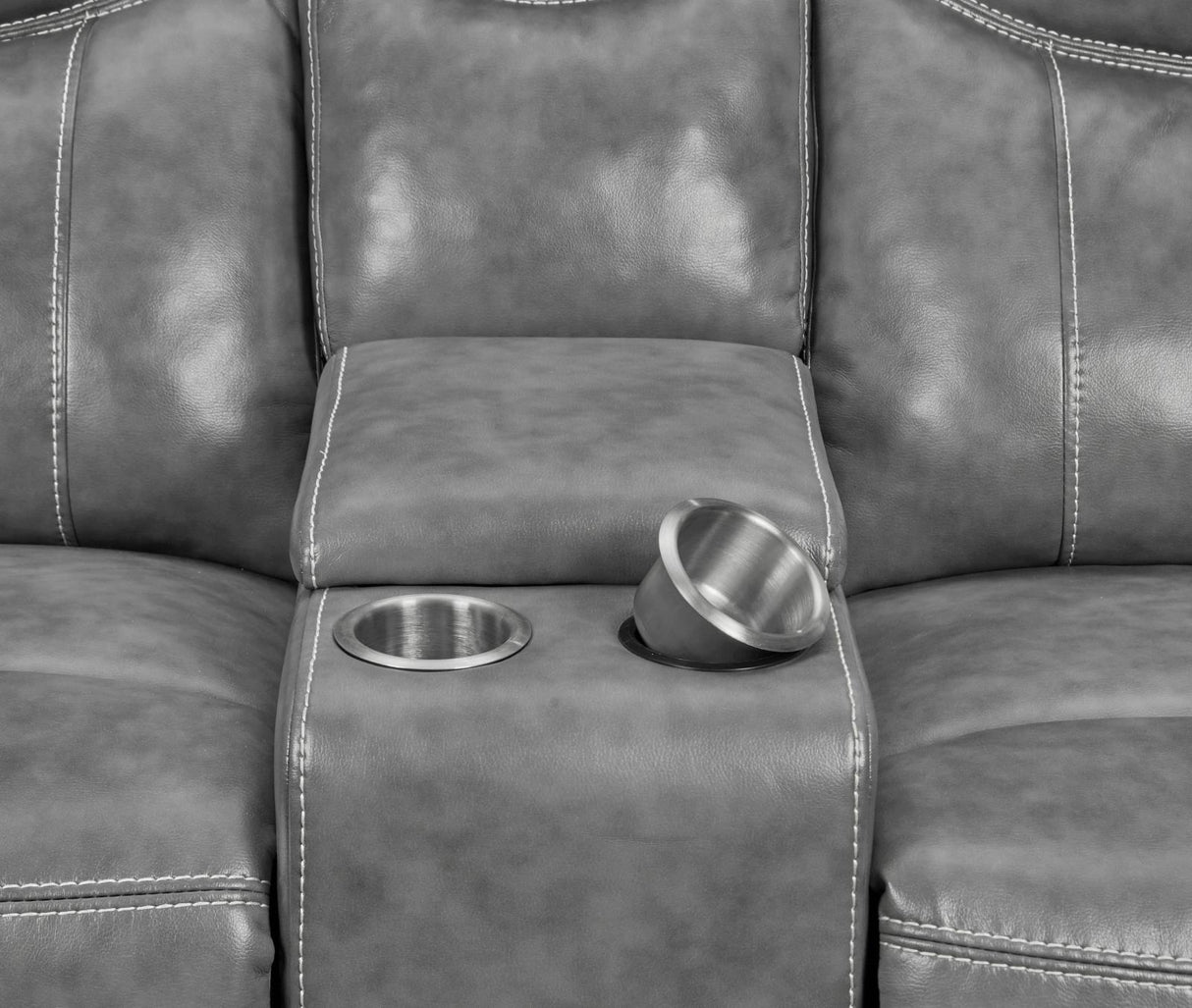 Conrad Gray Upholstered Motion Loveseat Cool from Coaster - Luna Furniture