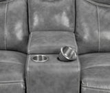 Conrad Gray Upholstered Motion Loveseat Cool from Coaster - Luna Furniture