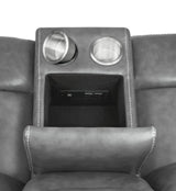 Conrad Gray Upholstered Motion Loveseat Cool from Coaster - Luna Furniture
