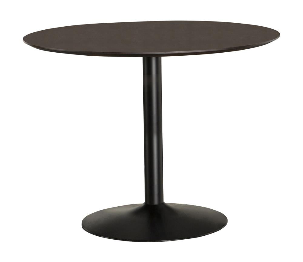 Cora Walnut and Black Round Dining Table from Coaster - Luna Furniture