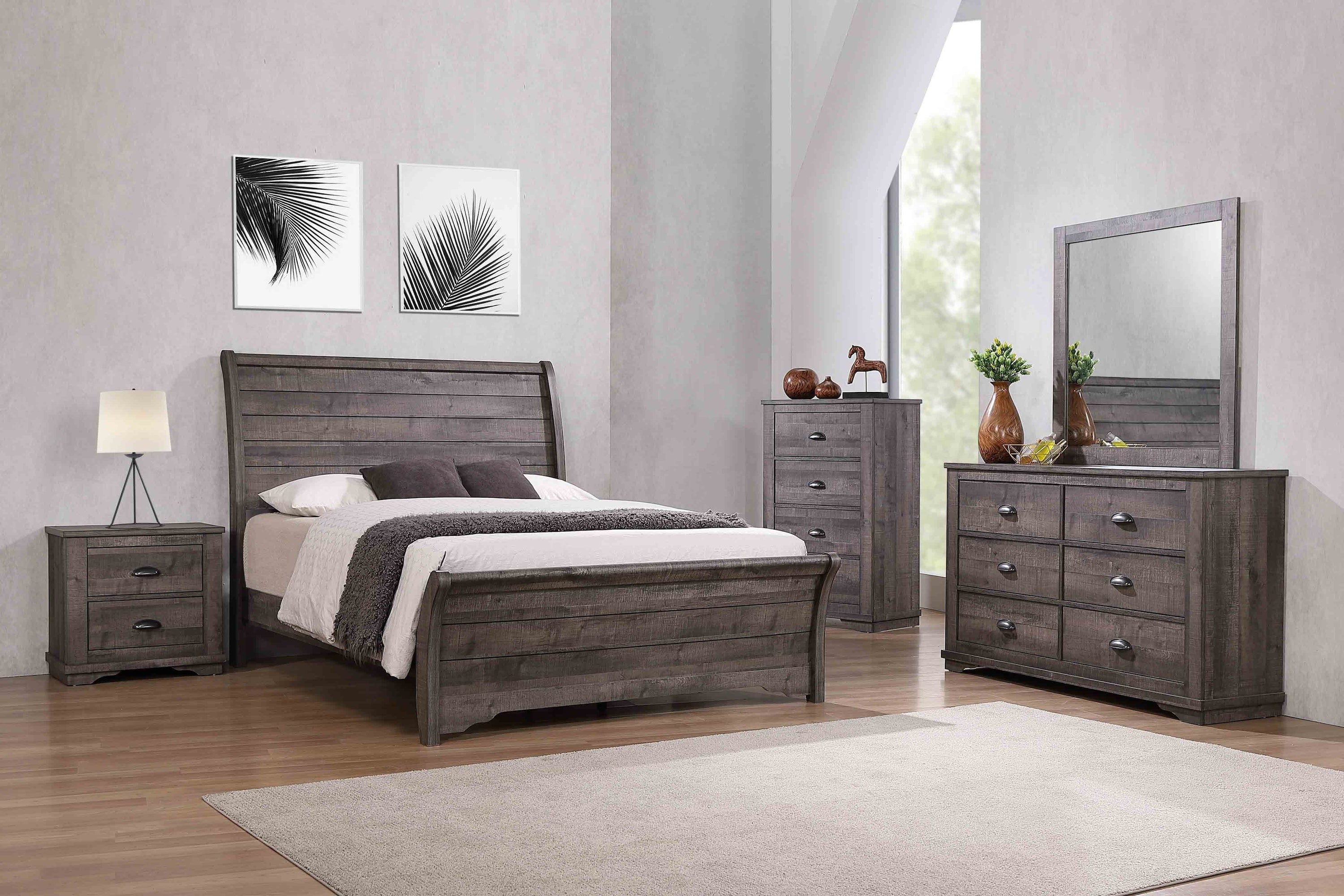 CALMER CANONICOジレ ダークグレー ノースリーブ Crown Mark Coralee Gray Sleigh Bedroom Set - Luna Furniture