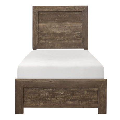Corbin Brown 4-Piece Youth Bedroom Set (Twin Bed, Nightstand, Dresser, Mirror) from Homelegance - Luna Furniture