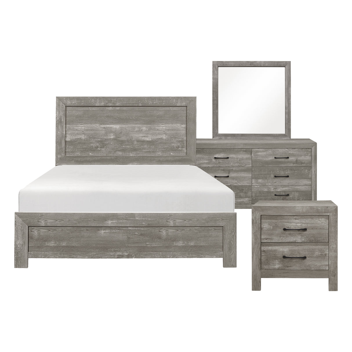 Corbin Gray 4-Piece Bedroom Set (Queen Bed, Nightstand, Dresser, Mirror) from Homelegance - Luna Furniture