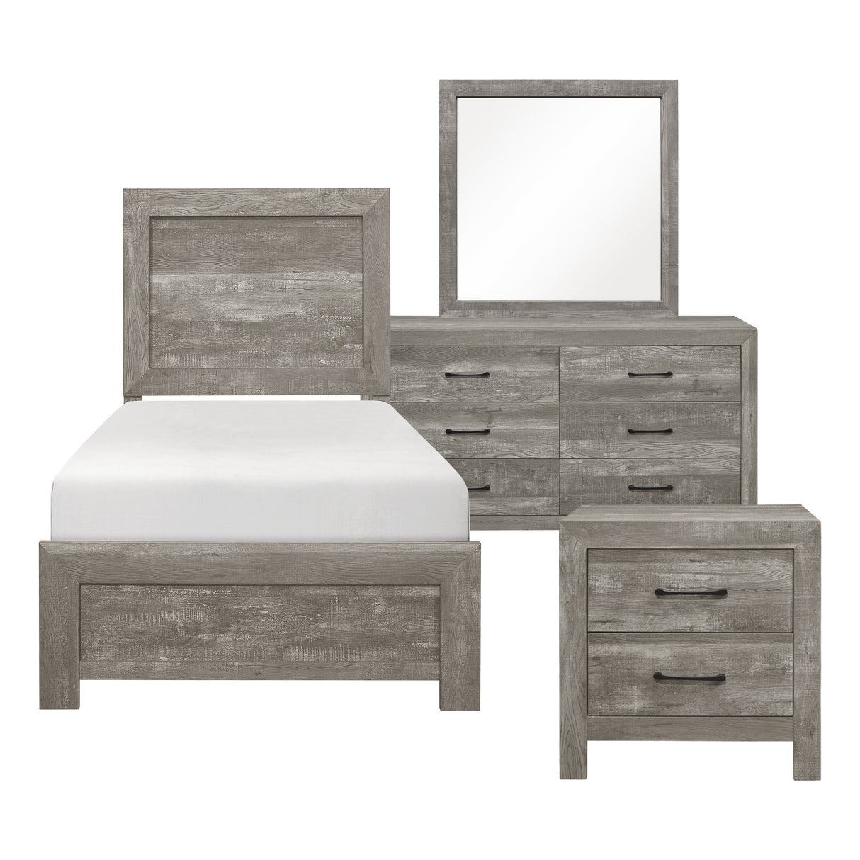 Corbin Gray 4-Piece Youth Bedroom Set (Twin Bed, Nightstand, Dresser, Mirror) from Homelegance - Luna Furniture