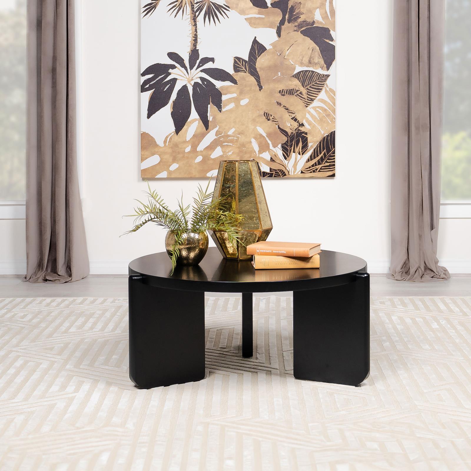Cordova Black Round Solid Wood Coffee Table from Coaster - Luna Furniture