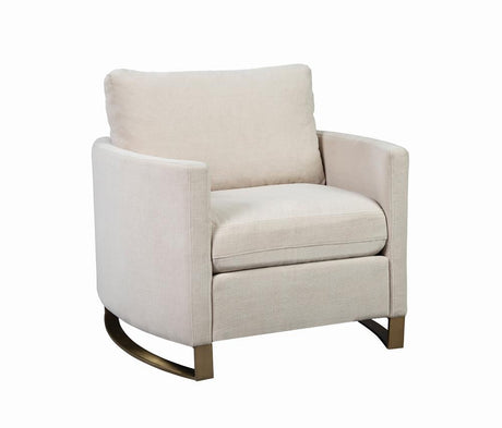 Corliss Beige and Rose Brass Arched Arms Living Room Set from Coaster - Luna Furniture