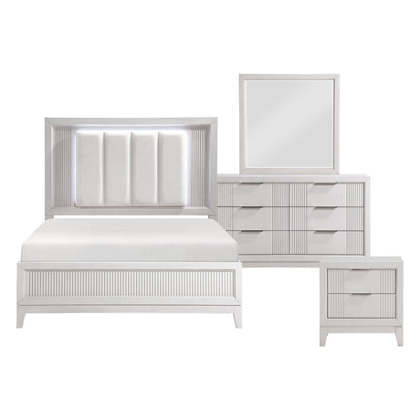 Cornwall Antique White 4-Piece Bedroom Set (Queen Bed, Nightstand, Dresser, Mirror) from Homelegance - Luna Furniture