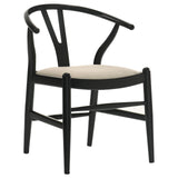 Cortona Black and Beige Danish Y-Shaped Back Wishbone Dining Side Chair, Set of 2 from Coaster - Luna Furniture